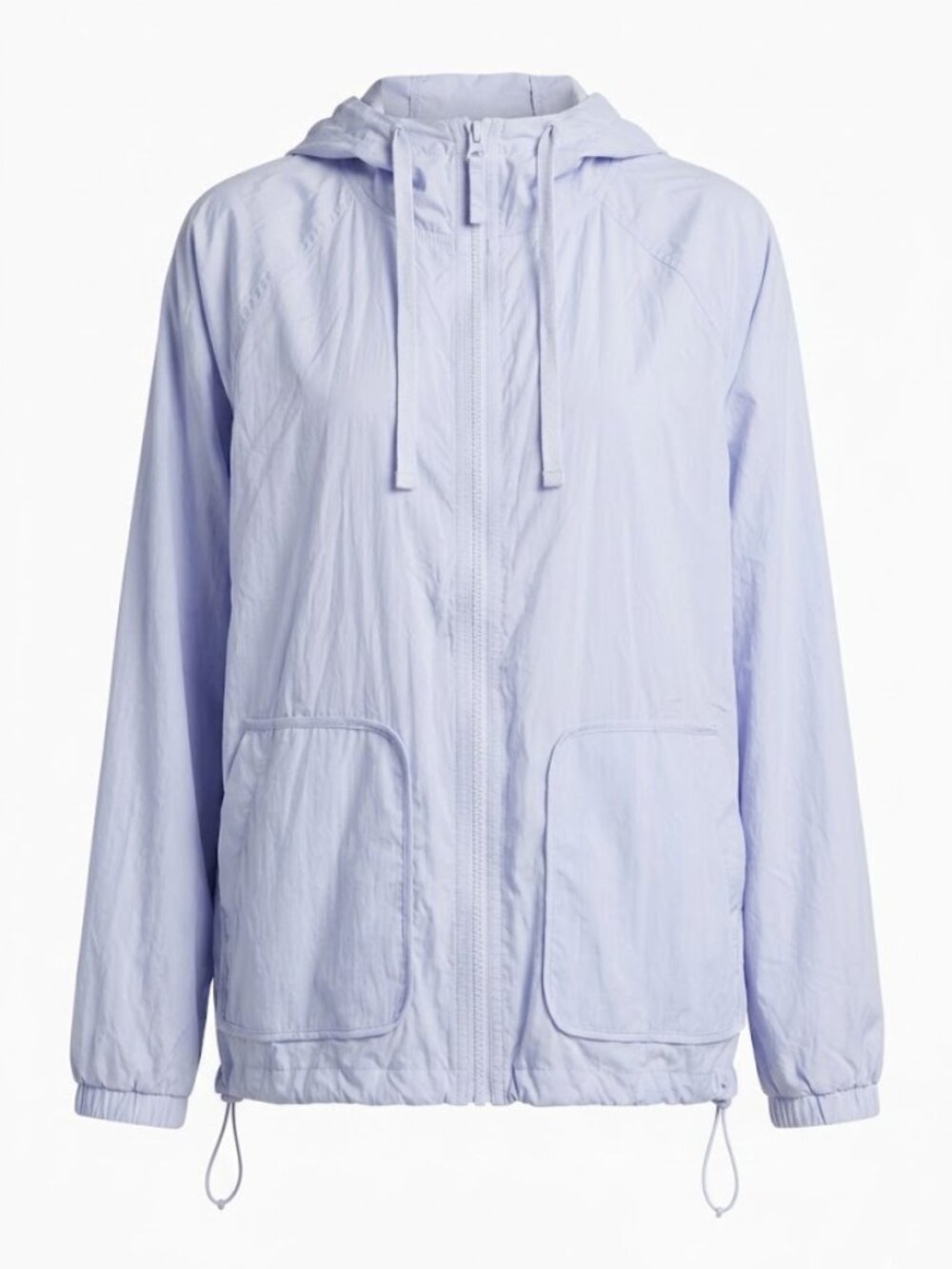 Womens XL Oversized Windbreaker Jacket Light Blue Gorpcore Hooded Anorak Sporty